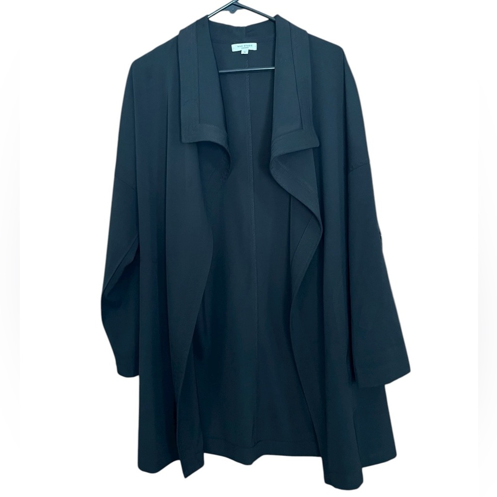 Elegant Max Studio London Black Open Front Blazer Sz M